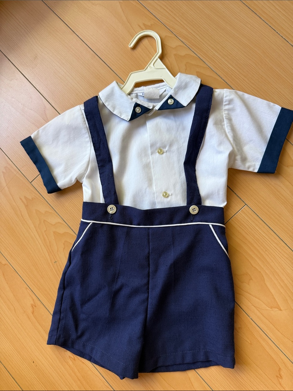 Vintage 80’s Goodlad Toddler Matching White Polo Shirt Blue Overall Shorts Sz4